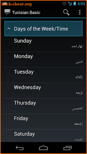 Tunisian Arabic Basic Phrases screenshot