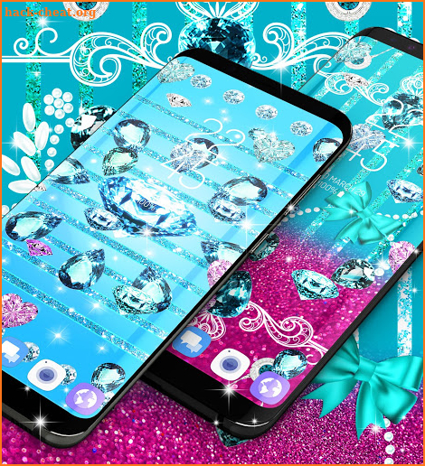 Turquoise blue diamond glitter live wallpaper screenshot