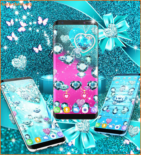 Turquoise blue diamond glitter live wallpaper screenshot