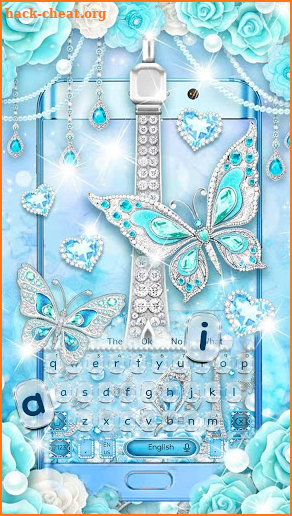 Turquoise Diamond Butterfly Keyboard Theme screenshot