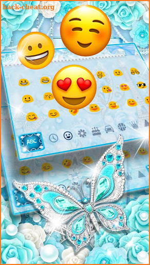 Turquoise Diamond Butterfly Keyboard Theme screenshot