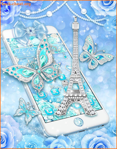 Turquoise Diamond Butterfly Theme screenshot