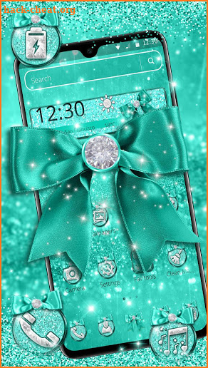 Turquoise Green Diamond Bow Theme screenshot