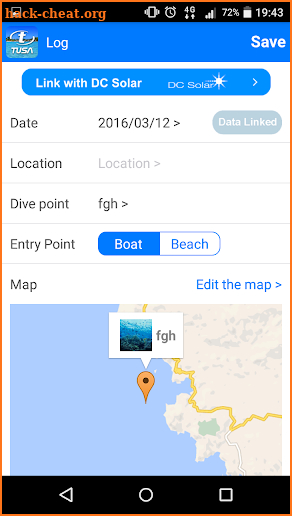 TUSA Diving LOG screenshot