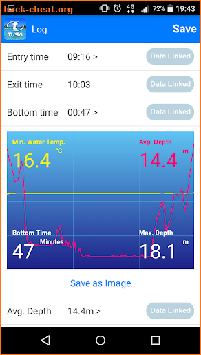 TUSA Diving LOG screenshot