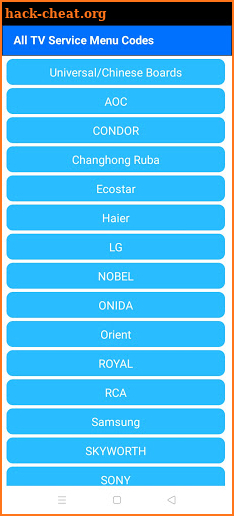 TV Service Menu Codes screenshot