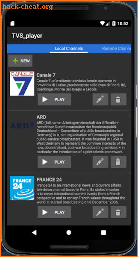 TVS player (with chromecast) screenshot