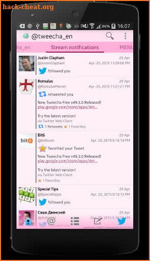 Tweecha Lite for Twitter: Presented in papers screenshot