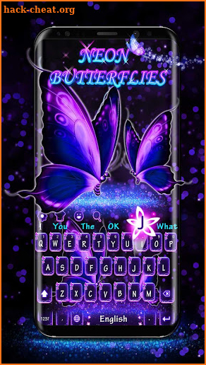 Twinkling Neon Butterflies Keyboard Theme screenshot