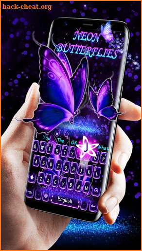 Twinkling Neon Butterflies Keyboard Theme screenshot