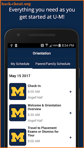 U-M Orientation 2018 screenshot