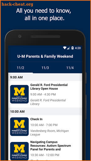 U-M Parents & Family Weekend screenshot