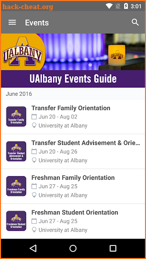 UAlbany Events Guide screenshot