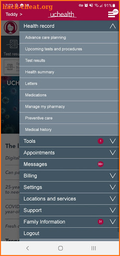 UCHealth screenshot