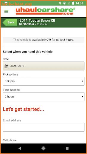 UhaulCarShare screenshot