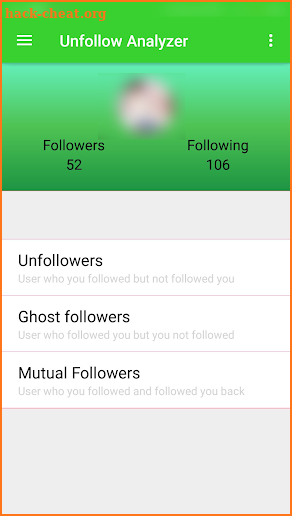 Unfollow Analyzer screenshot