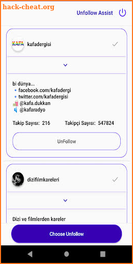 Unfollow Assist Checker screenshot