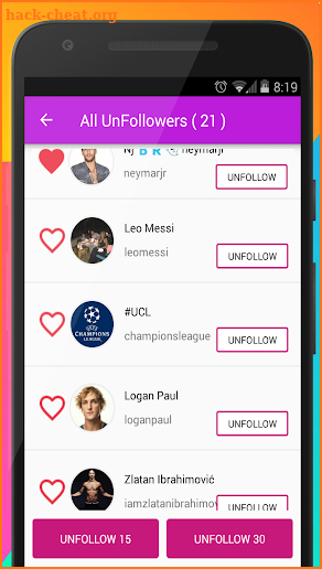Unfollowers for Instagram & Ghost Followers screenshot