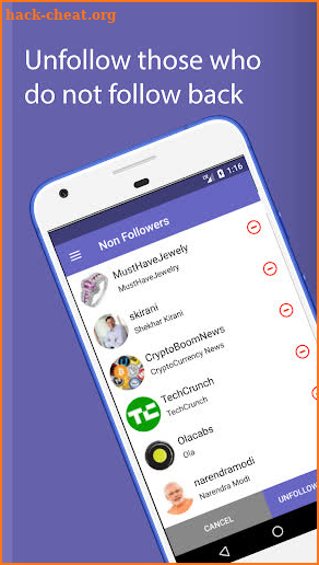 Unfollowers for Twitter screenshot