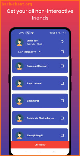 Unfriend non-interactive friends screenshot