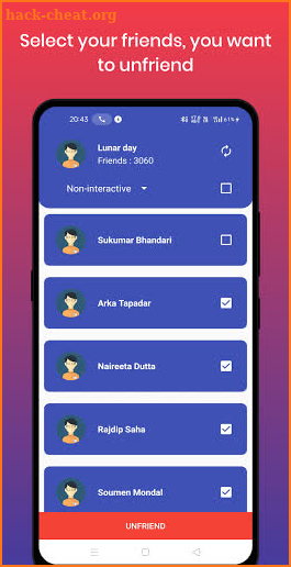 Unfriend non-interactive friends screenshot