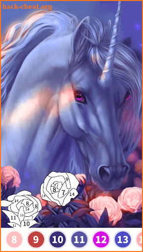 Unicorn Color by Number Game screenshot