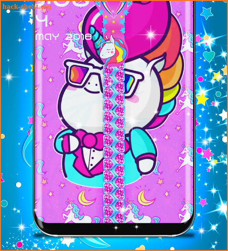 Unicorn zipper lock screen screenshot