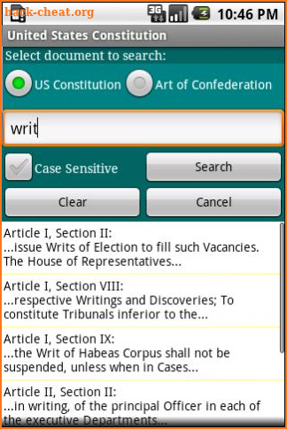 United States Constitution screenshot