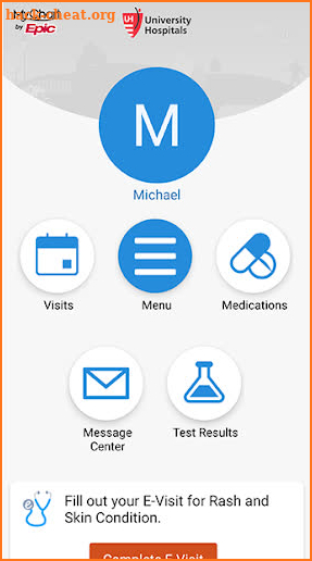 University Hospitals MyChart screenshot