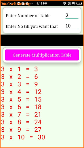 Unlimited Multiplication Table screenshot