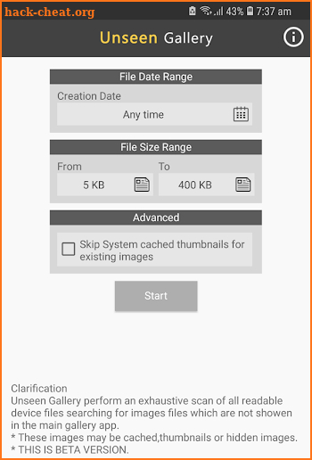 Unseen Gallery -Cached images & thumbnails Manager screenshot