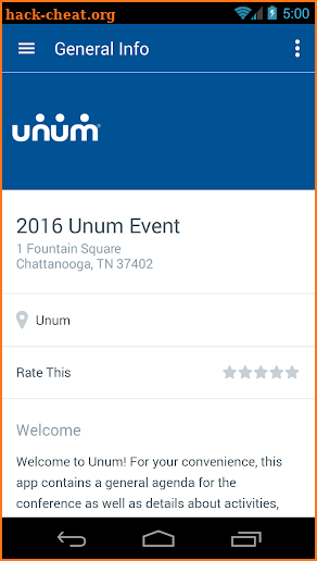 Unum Events screenshot