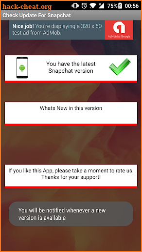 Update Check for Snapchat screenshot
