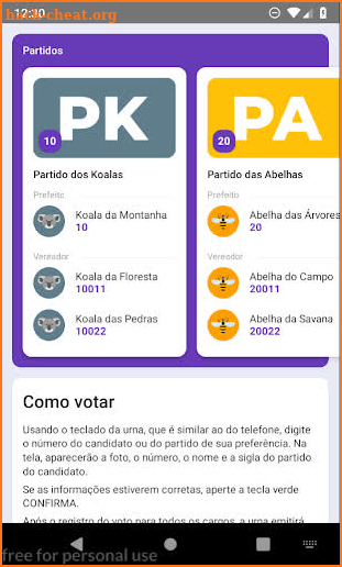 Urna Eletrônica 2020 - Simulador screenshot