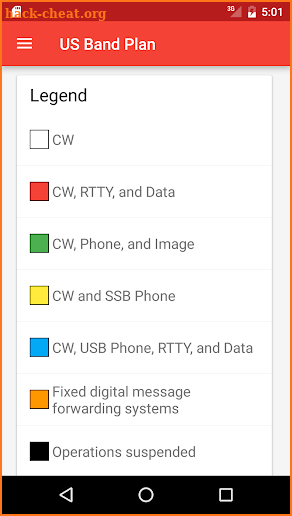 US Amateur Radio Band Plan screenshot