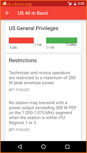 US Amateur Radio Band Plan screenshot