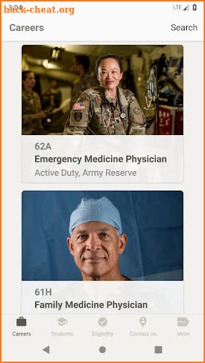 U.S. Army Medicine Careers screenshot