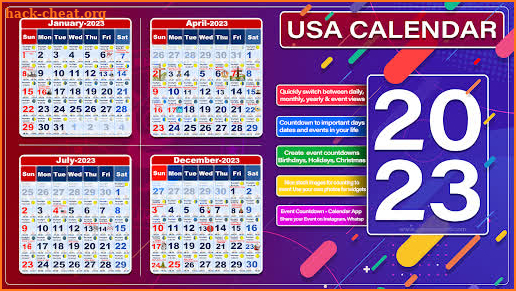 US Calendar 2023 screenshot