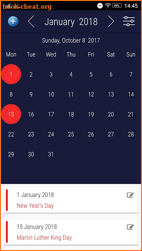 US Calendar with Festivals and Holidays screenshot