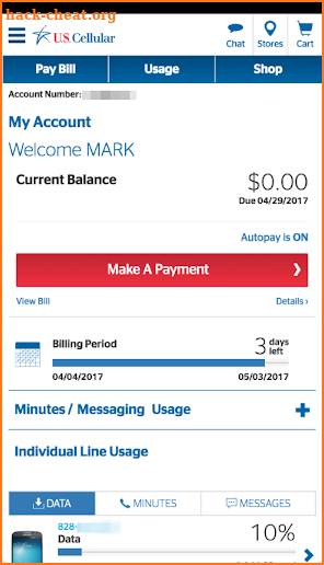 U.S. Cellular – My Account screenshot