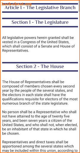 US Constitution and Bill of Rights screenshot