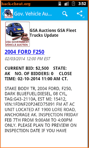 US Govt. GSA Vehicle Auctions Listings - Ad Free screenshot