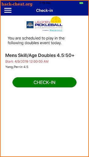 US OPEN Pickleball Check-in screenshot