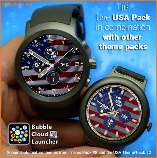 USA Flags watch face theme pack for Bubble Clouds screenshot