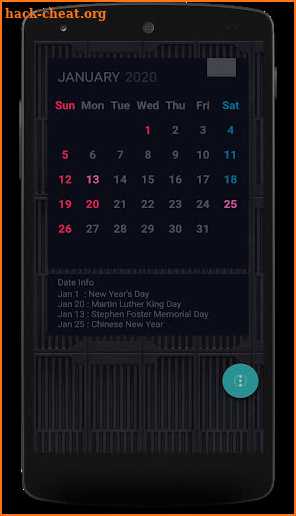 USA Holidays Calendar screenshot