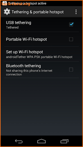 USB Tethering screenshot