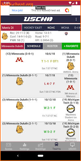 USCHO Android App screenshot