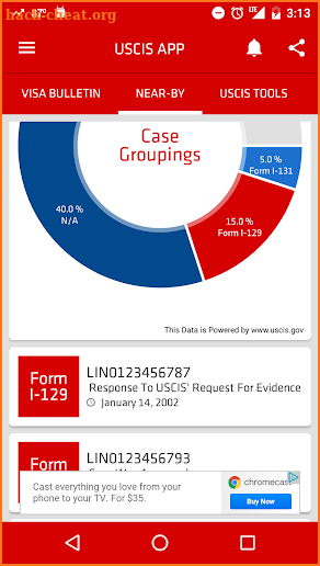 USCIS Case Status screenshot