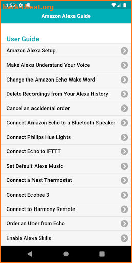 User guide for Alexa screenshot