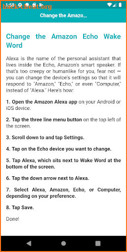 User guide for Alexa screenshot